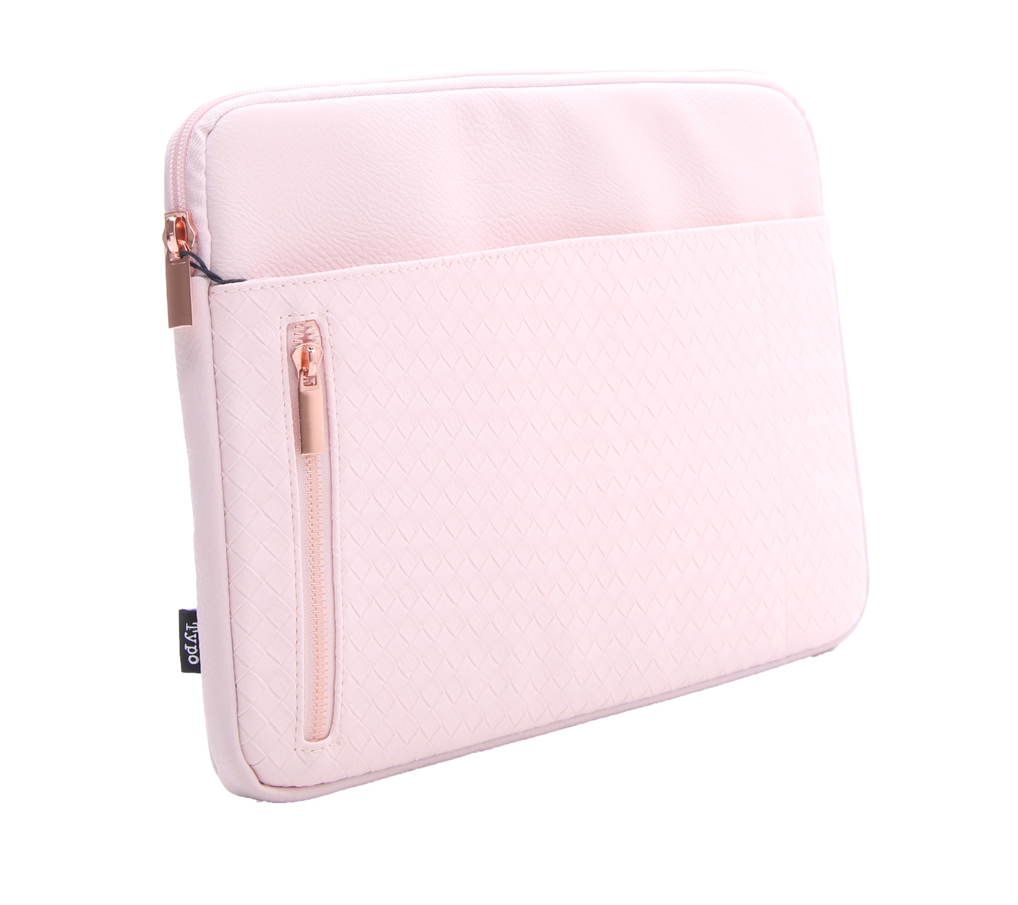 Typo Pink Laptop Case Intrecciato Leather Pouch