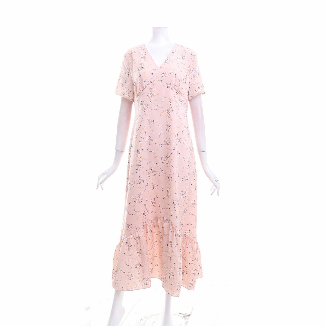 Pomelo. Pink Pastel Floral Long Dress