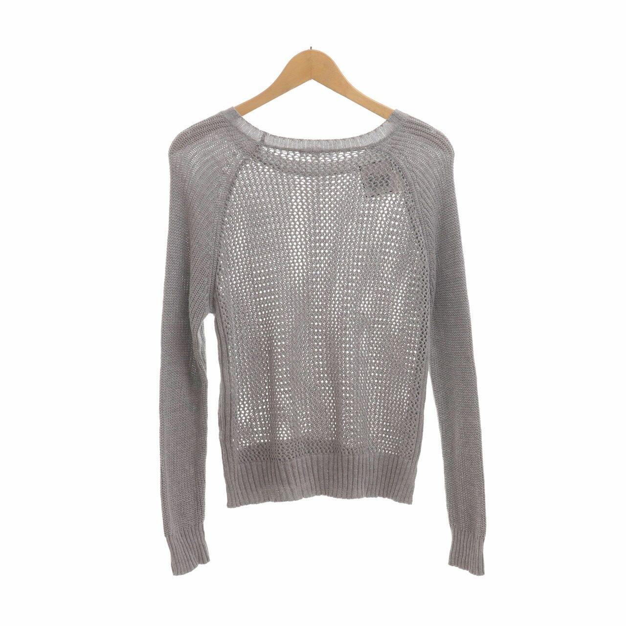 Natural Beauty Basic Grey Perforated Blouse
