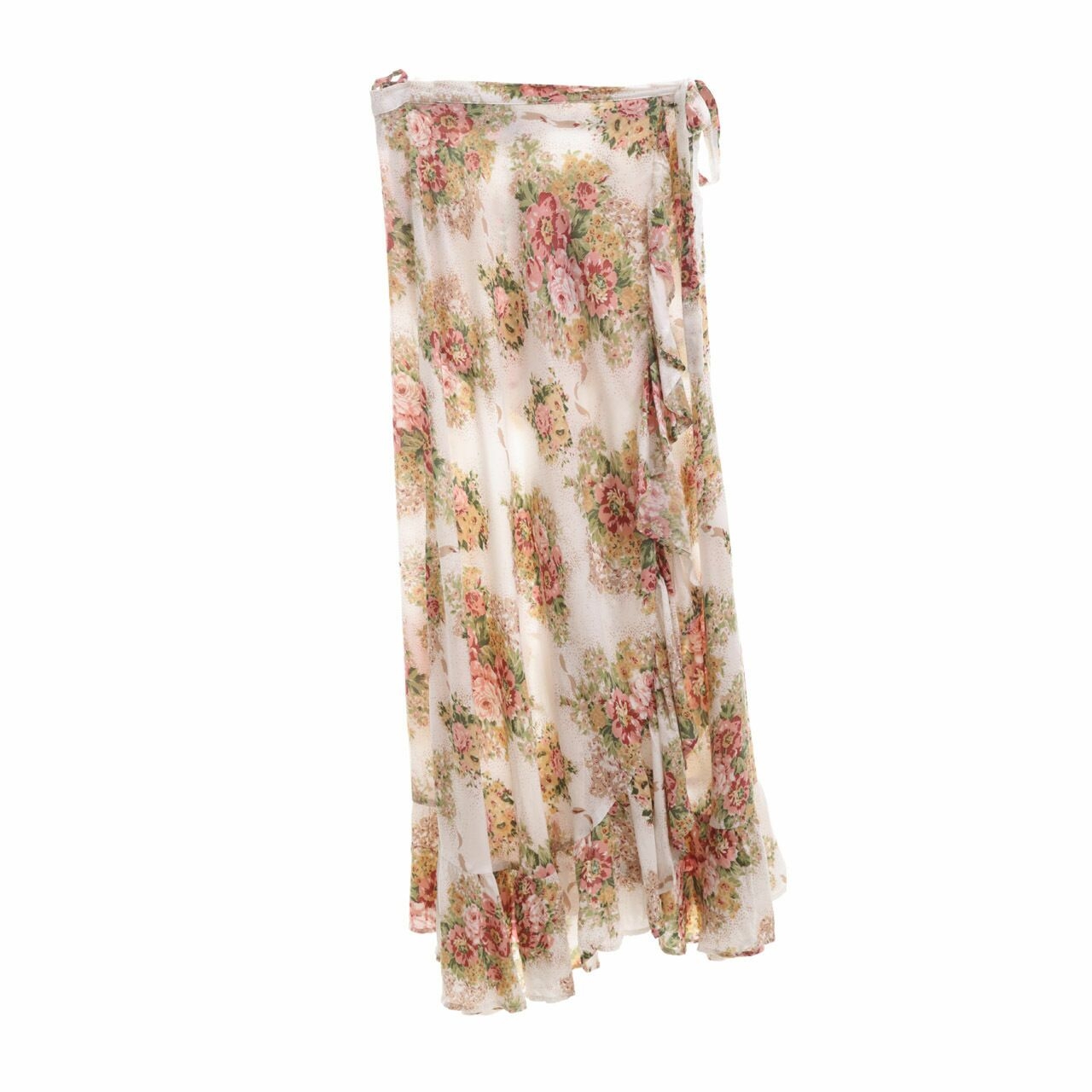 Auguste Cream Floral Wrap Midi Skirt