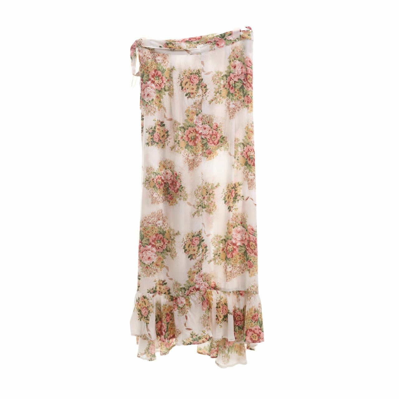 Auguste Cream Floral Wrap Midi Skirt