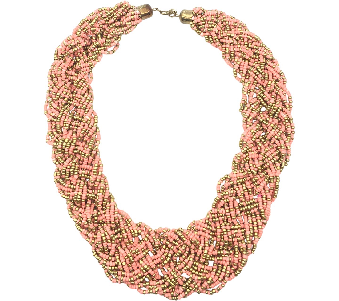Private Collection Pink & Gold Beaded Collar Necklace
