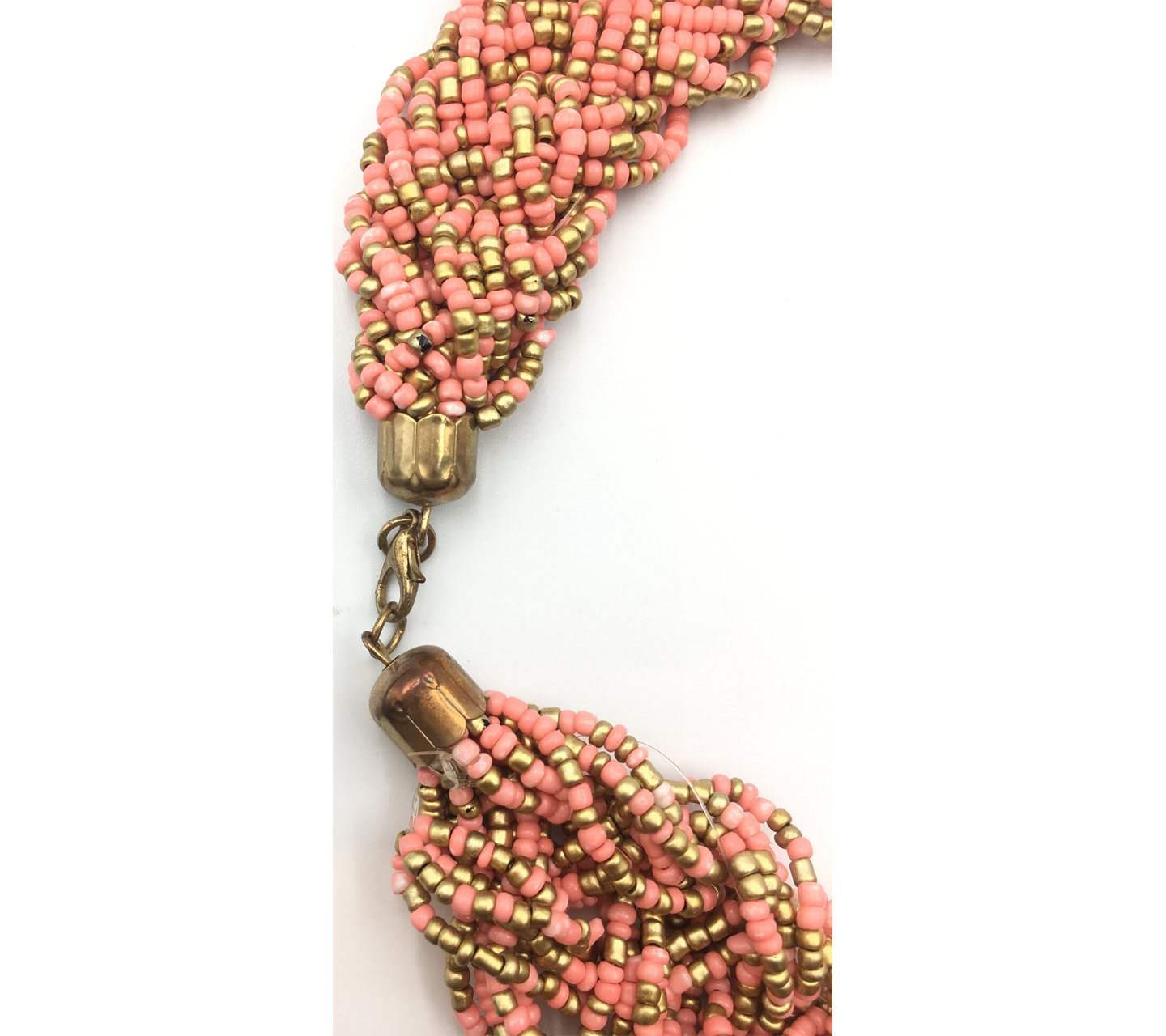 Private Collection Pink & Gold Beaded Collar Necklace