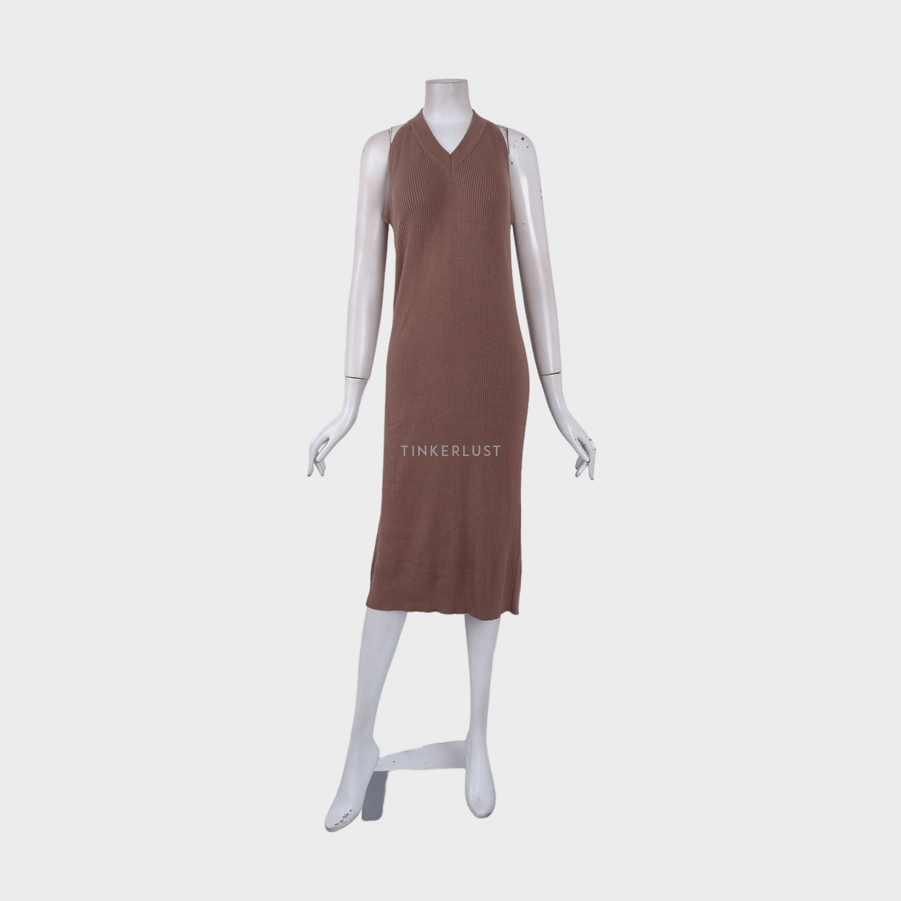 Eunoia Brown Knit Midi Dress