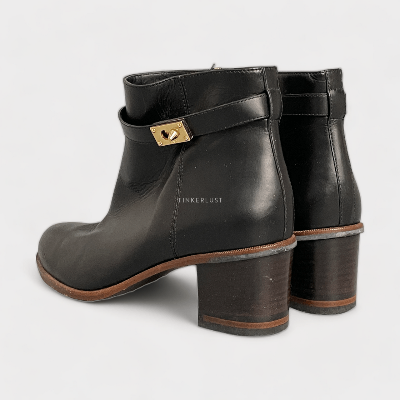 Fendi Goldmine Black Leather Ankle Boots