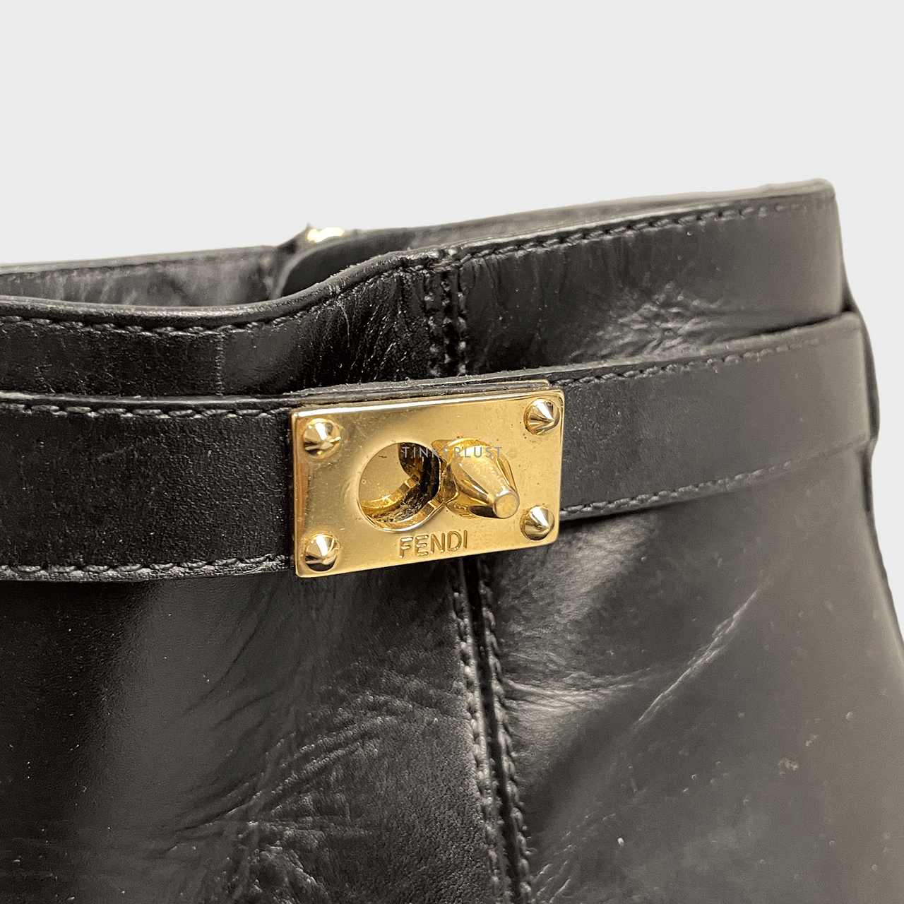 Fendi Goldmine Black Leather Ankle Boots