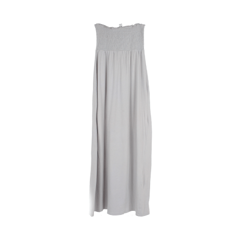 Grey Floral Elastic Long Dress
