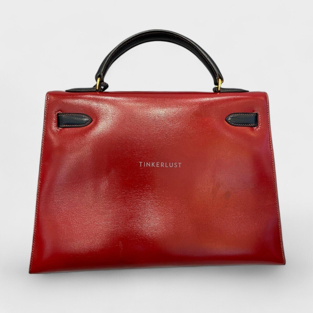 Hermes Kelly 32 Tricolor Box Leather GHW Vintage #N Circle Handbag
