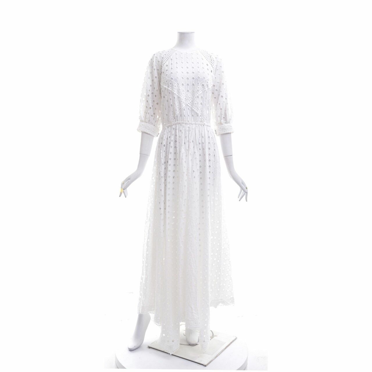 Barli Asmara White Perforated Long Dress