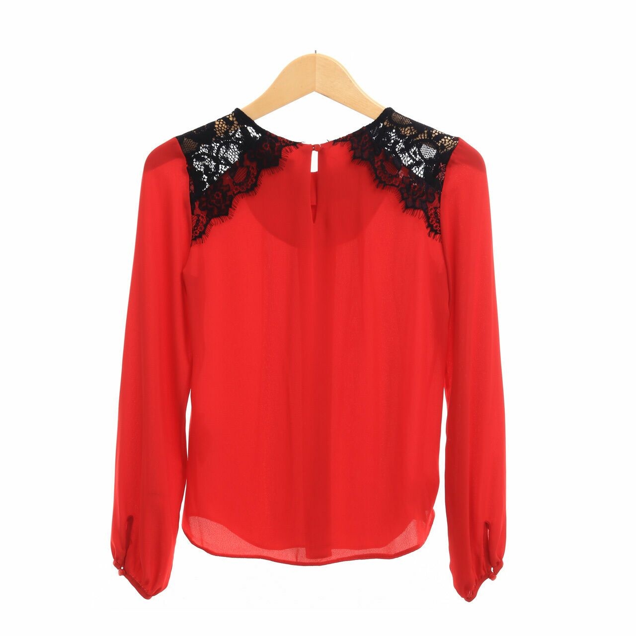 Dorothy Perkins Red & Black Lace Blouse
