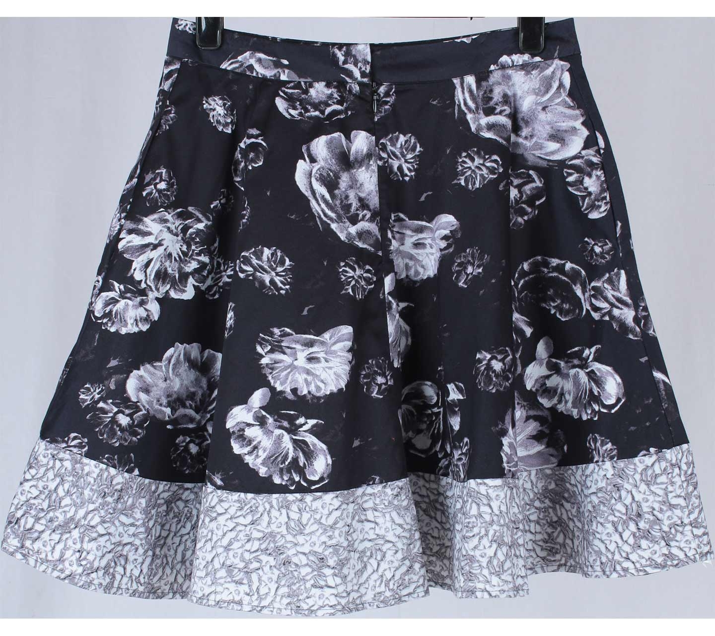 Prabal Gurung Black And Grey Floral Skirt