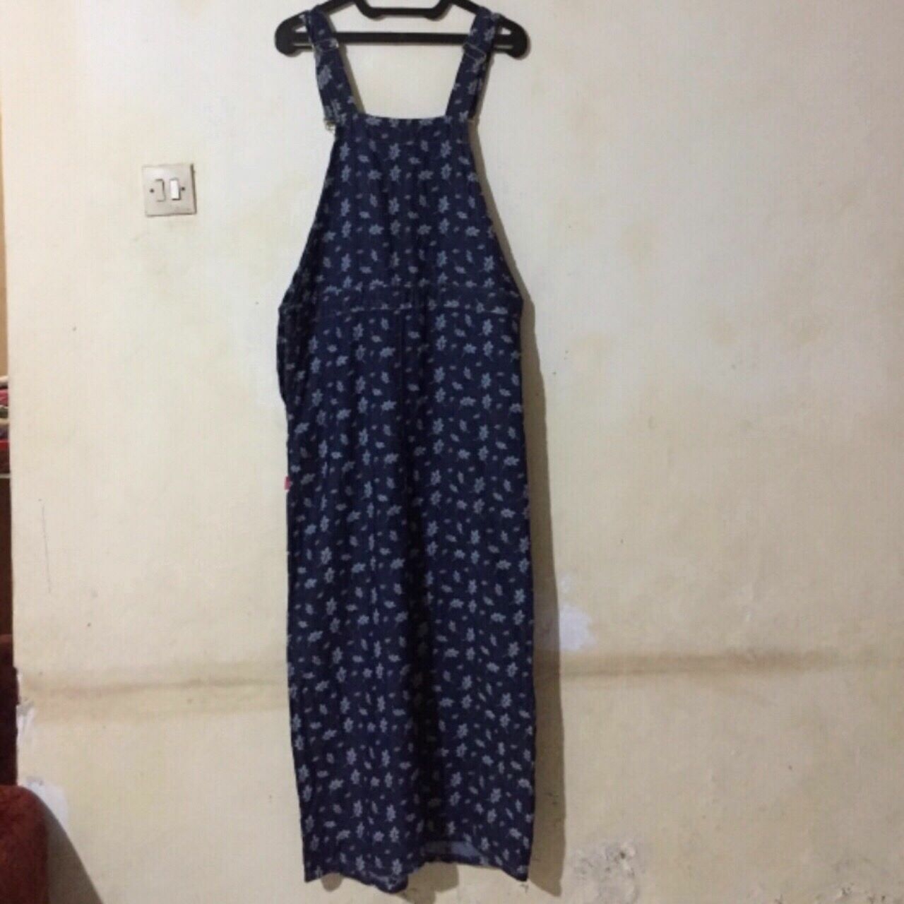Overall Chic girl Blue Floral Long Dress