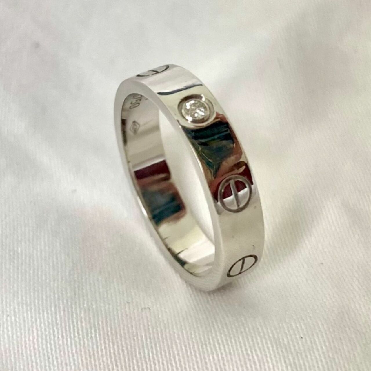 Cartier White Gold Love Band 1 Diamond Mint Condition With Box And Cert