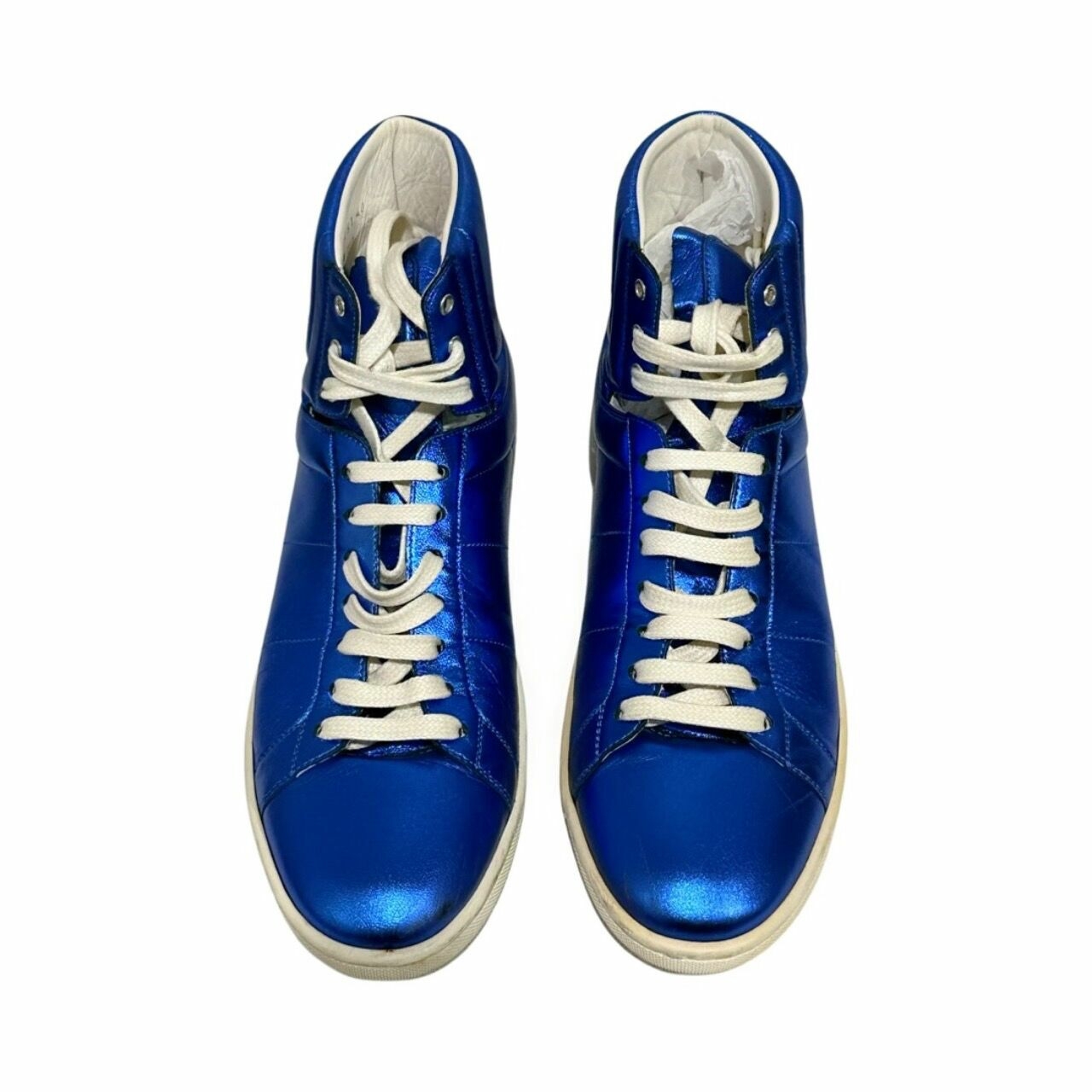 Yves Saint Laurent Blue Metallic Leather Sneakers