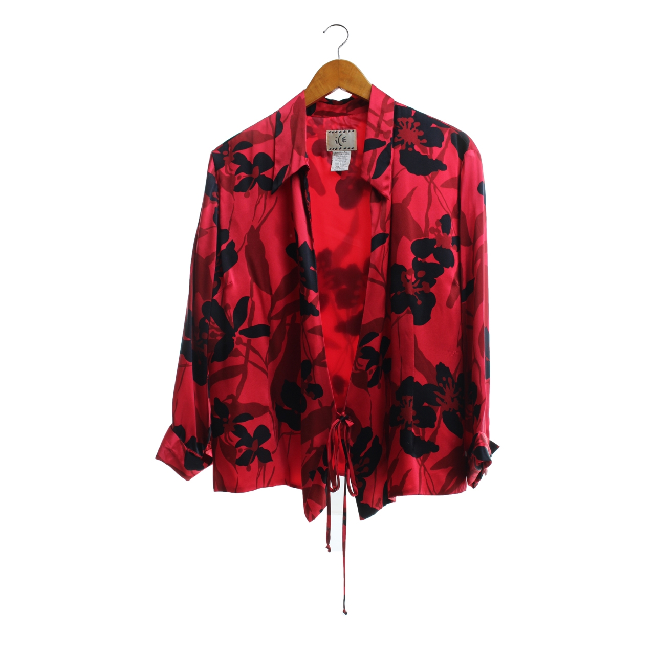Ice Red Pattern Wrap Blouse