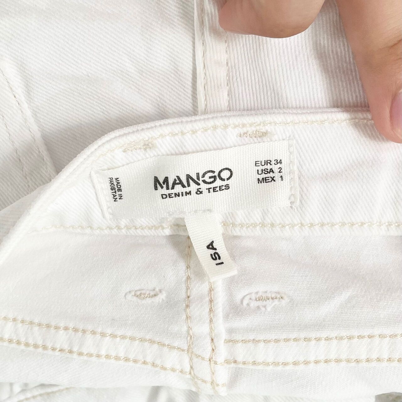Mango White Ripped Long Pants