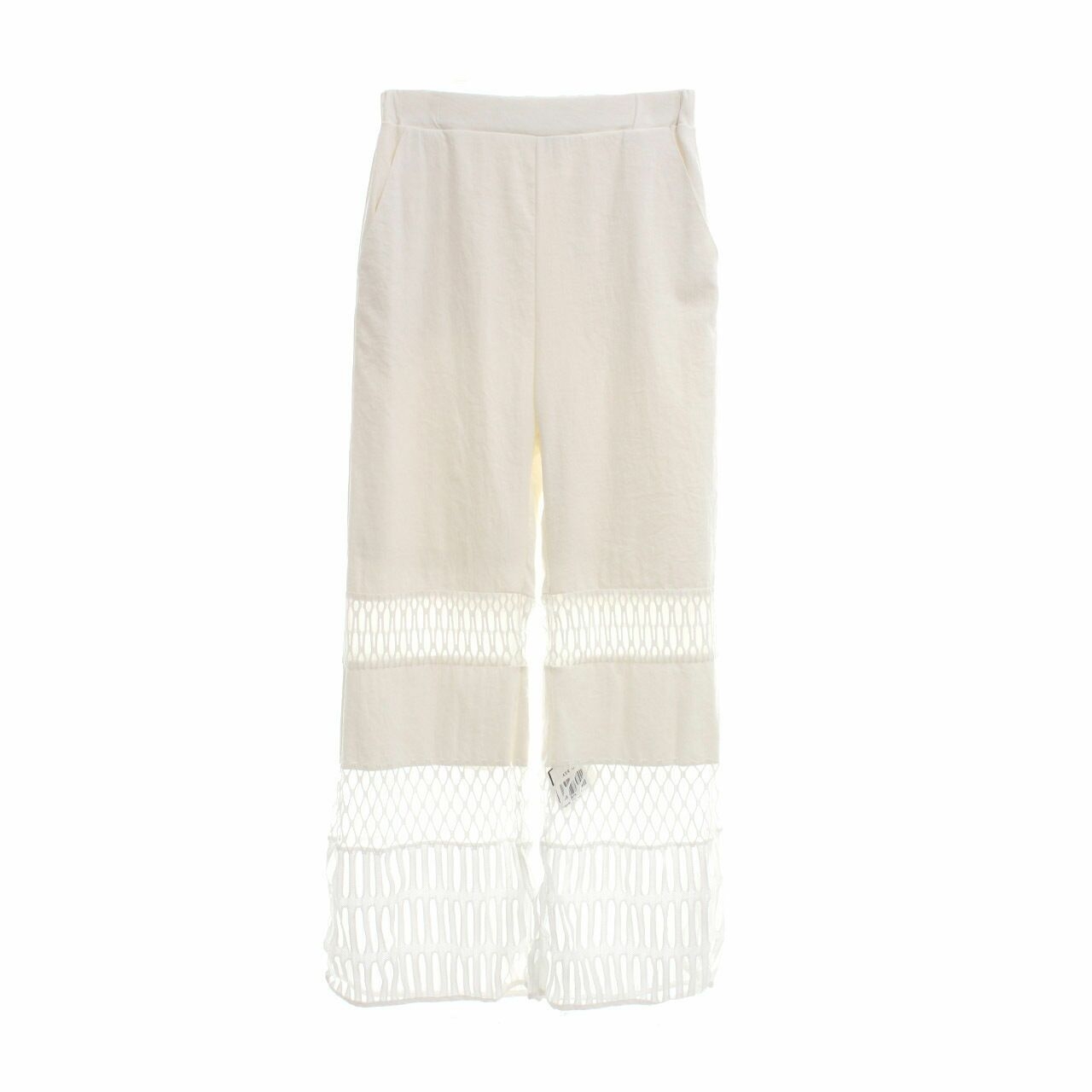 un3d White Perforated Long Pants