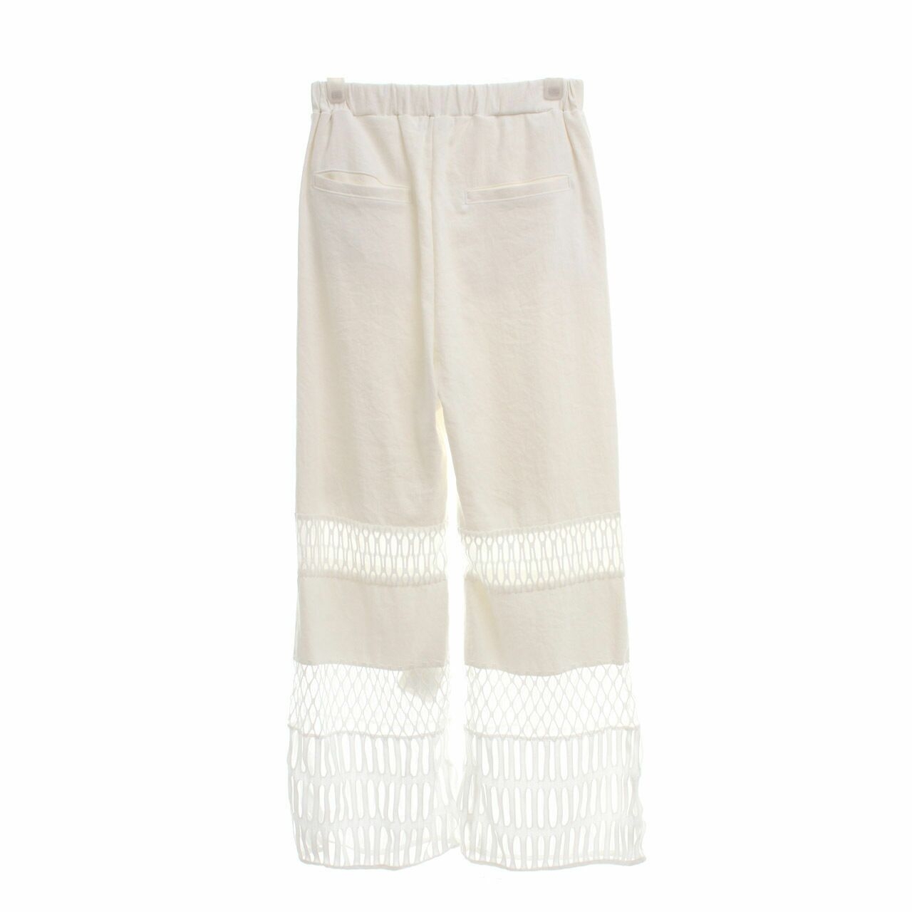 un3d White Perforated Long Pants