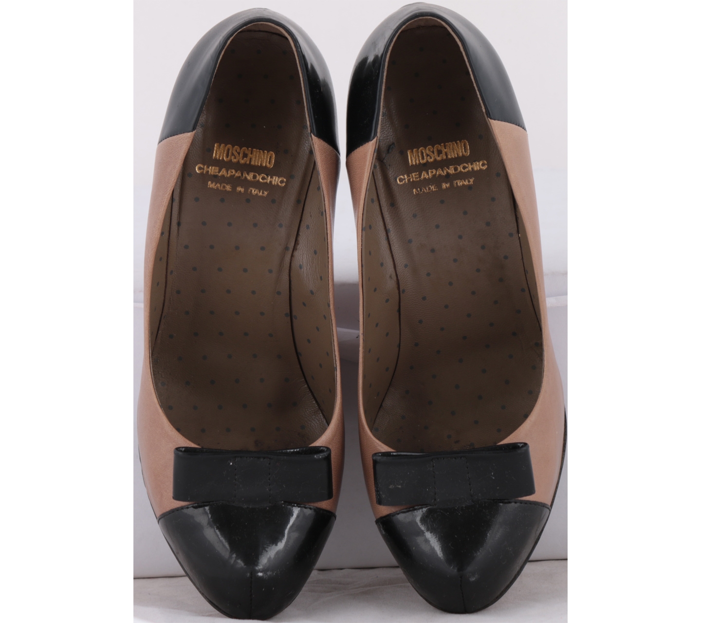 Moschino Brown And Black Ribbon Heels