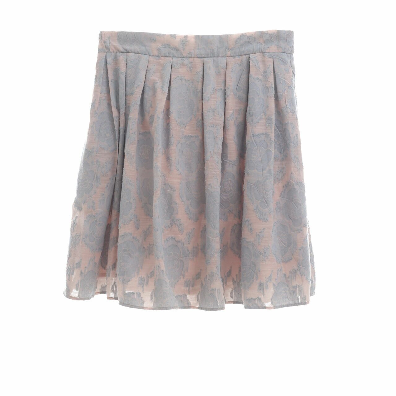 Minimal Peach/Grey Patterned Floral Midi Skirt
