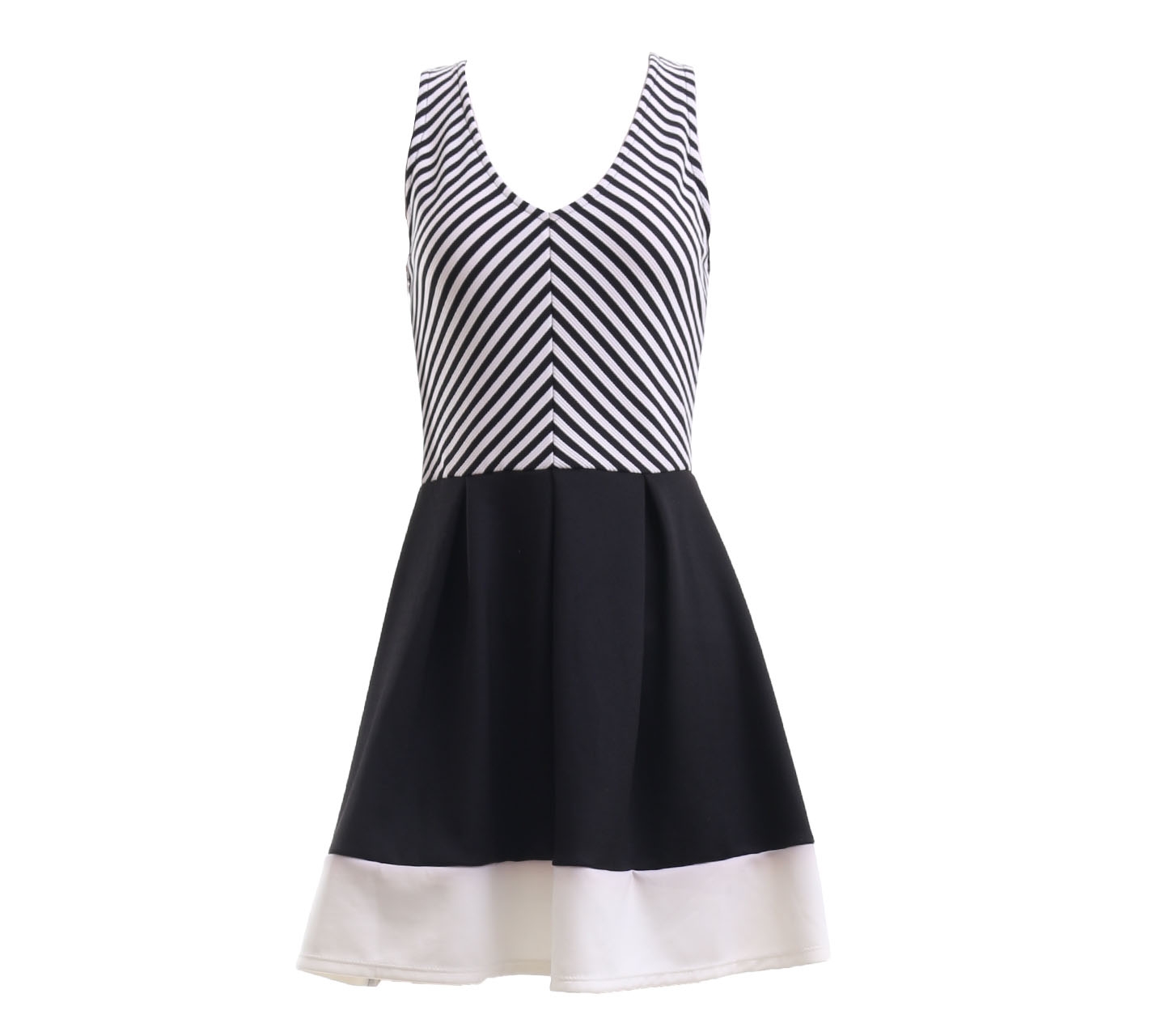 Gibiu Black & White Striped Mini Dress