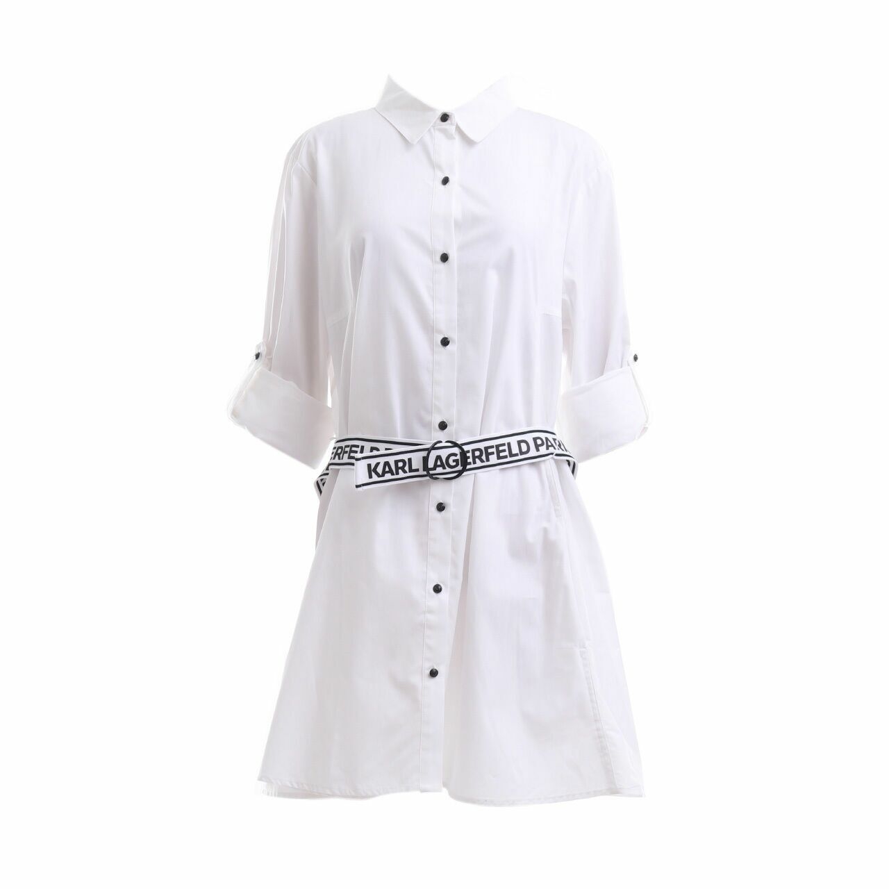 Karl Lagerfeld Logo Belt White Shirtdress