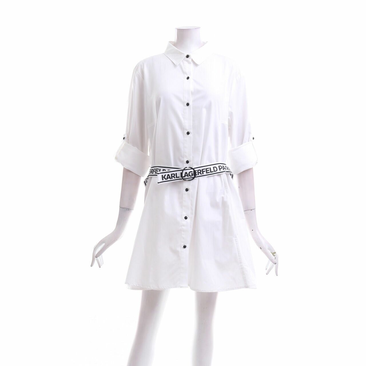 Karl Lagerfeld Logo Belt White Shirtdress