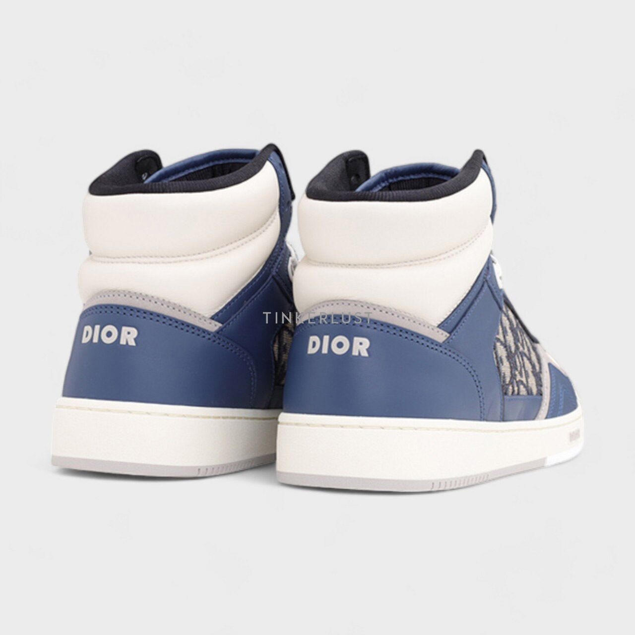 Christian Dior B27 Blue/Cream/Grey High Top Oblique Sneakers