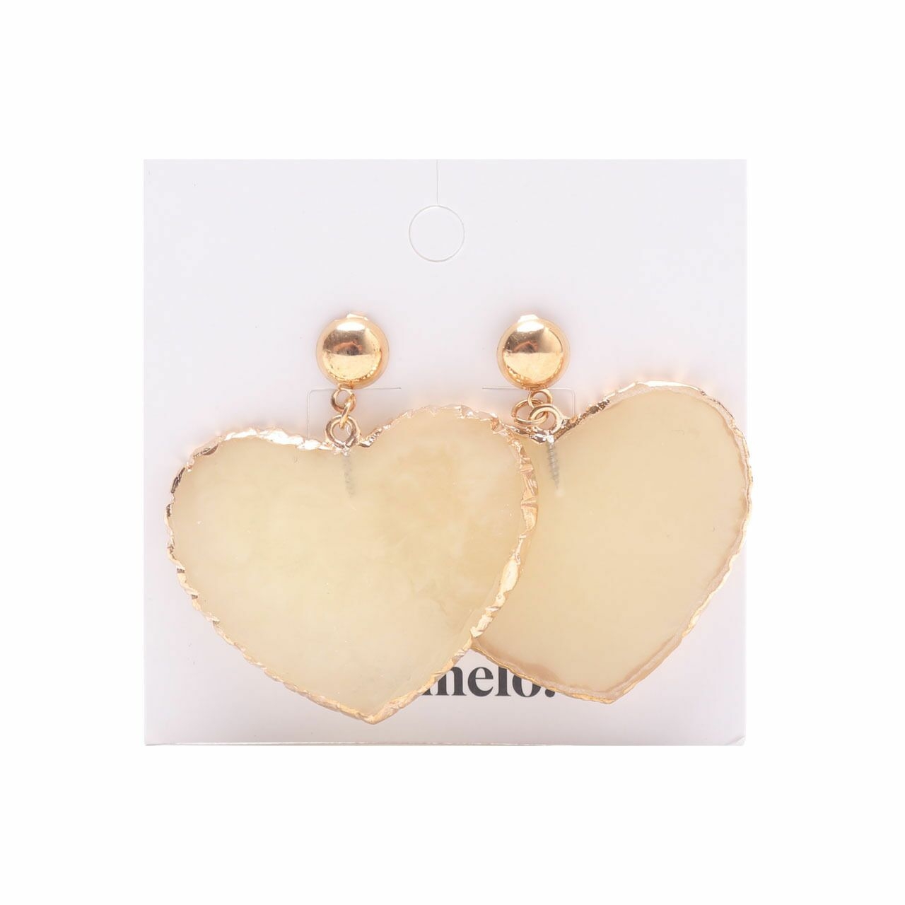 Pomelo. Gold White Love Earrings Jewelry