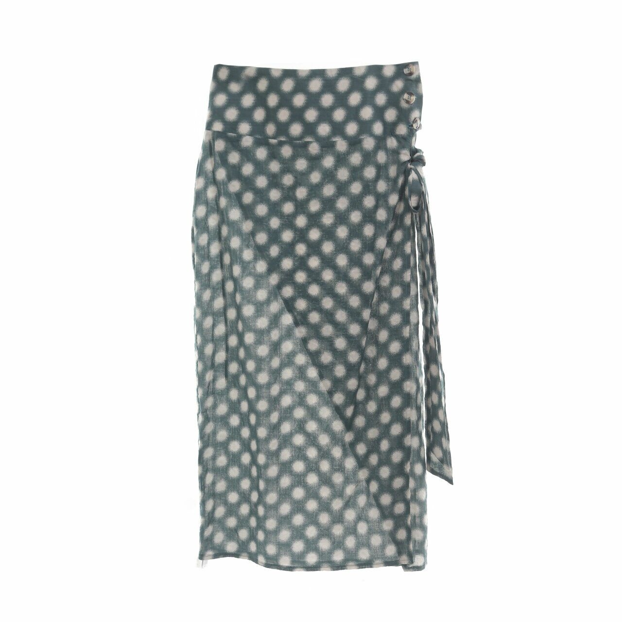 Private Collection Green Polkadots Wrap Midi Skirt