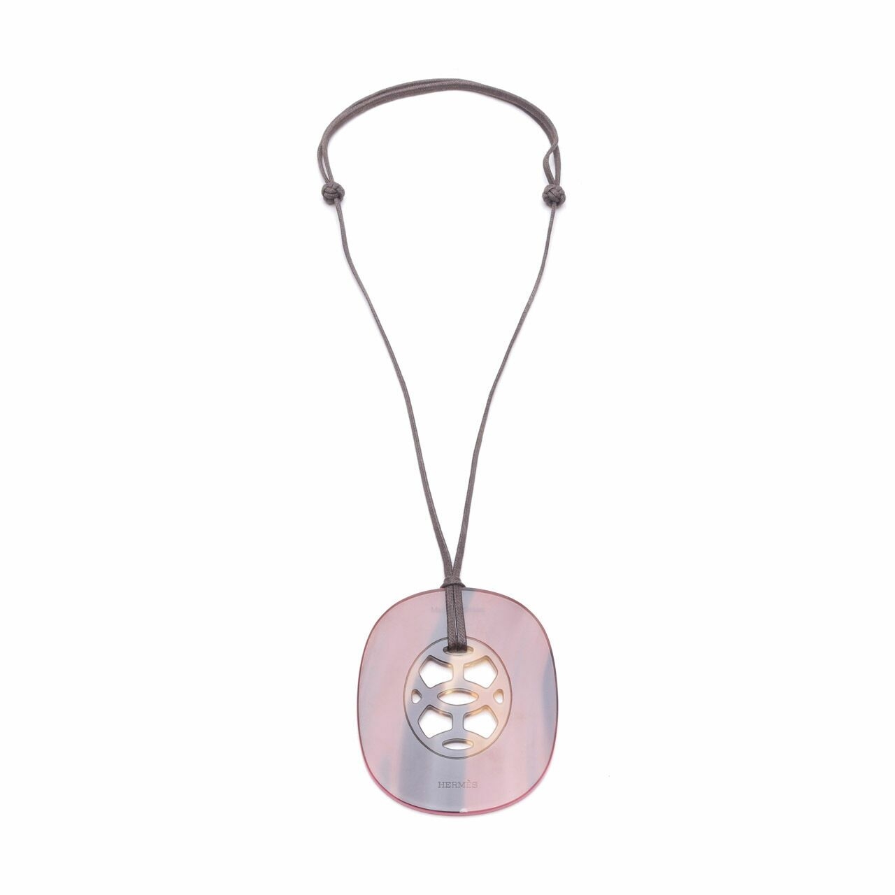 Hermes Pink  Buffalo Horn Lacquer Lift GM Bambou Necklace