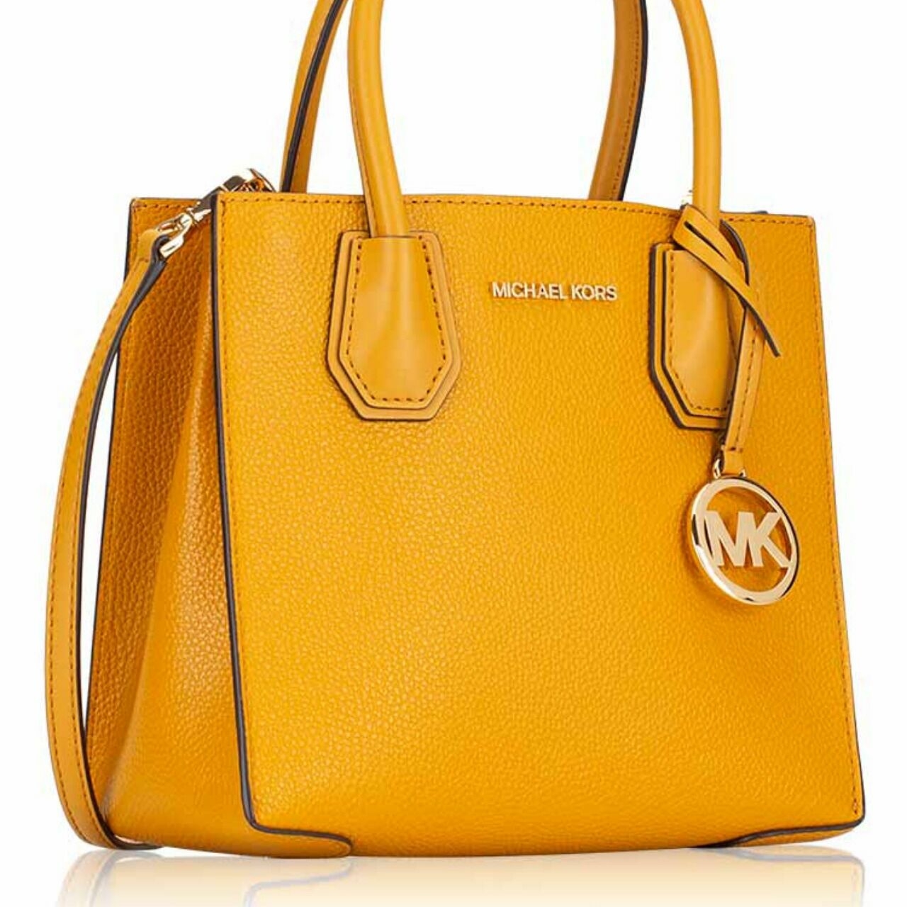 Michael Kors Mercer Leather Medium Messenger Marigold Shoulder Bag