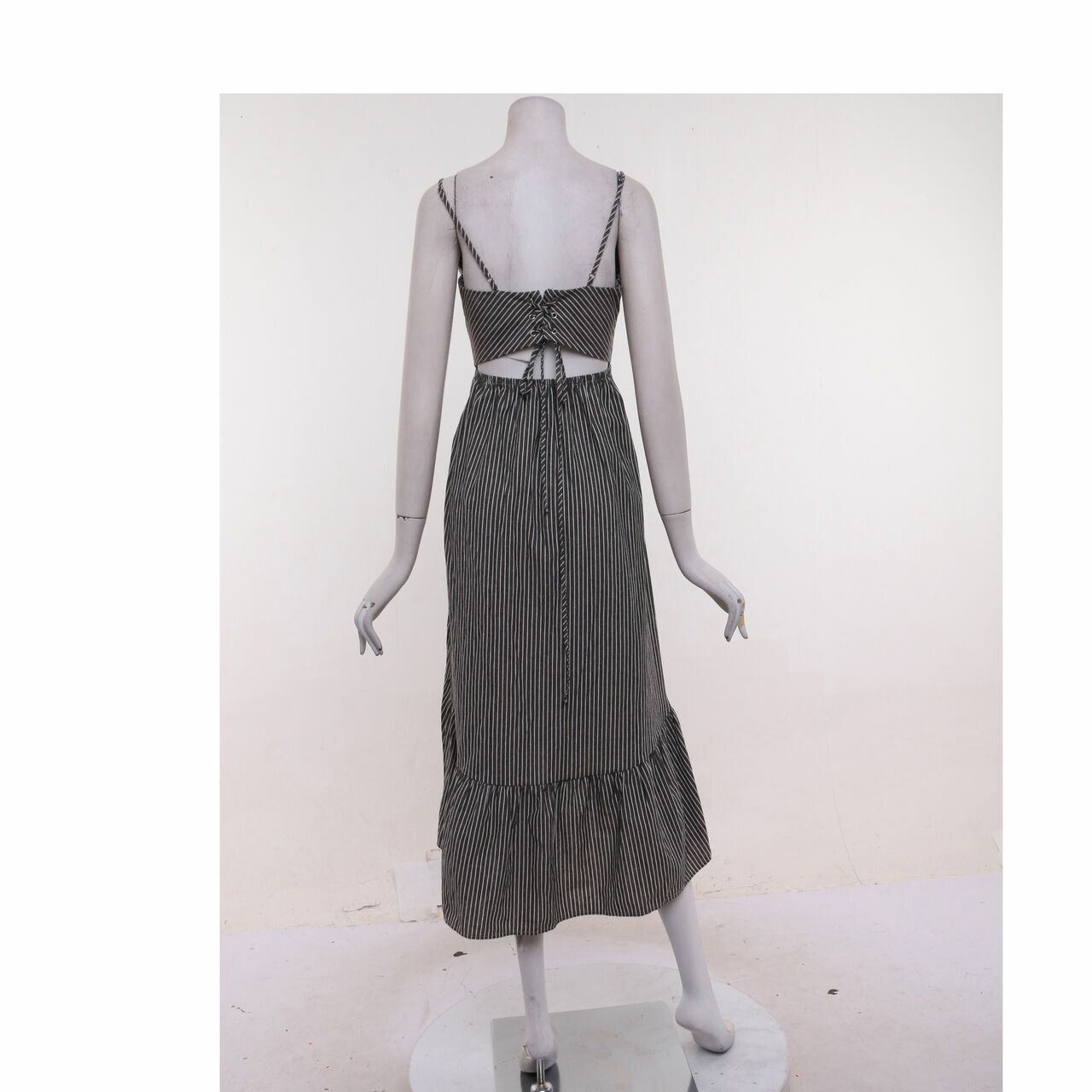 The Editor's Market Black & White Stripes Midi Dress