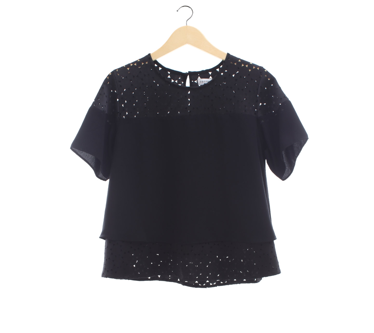 Cotton Ink Black Perforated Blouse