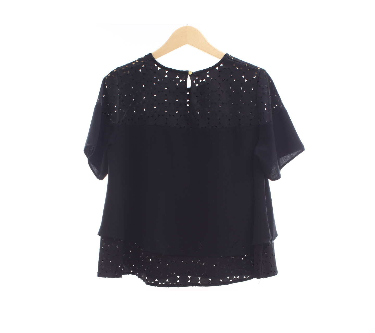 Cotton Ink Black Perforated Blouse
