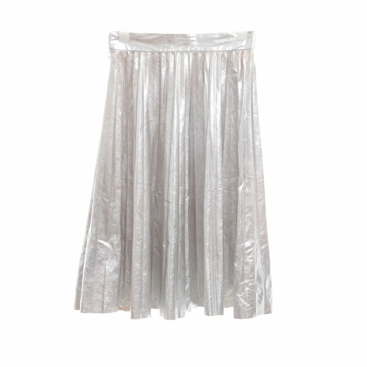 Zara Silver Pleated Miidi Skirt