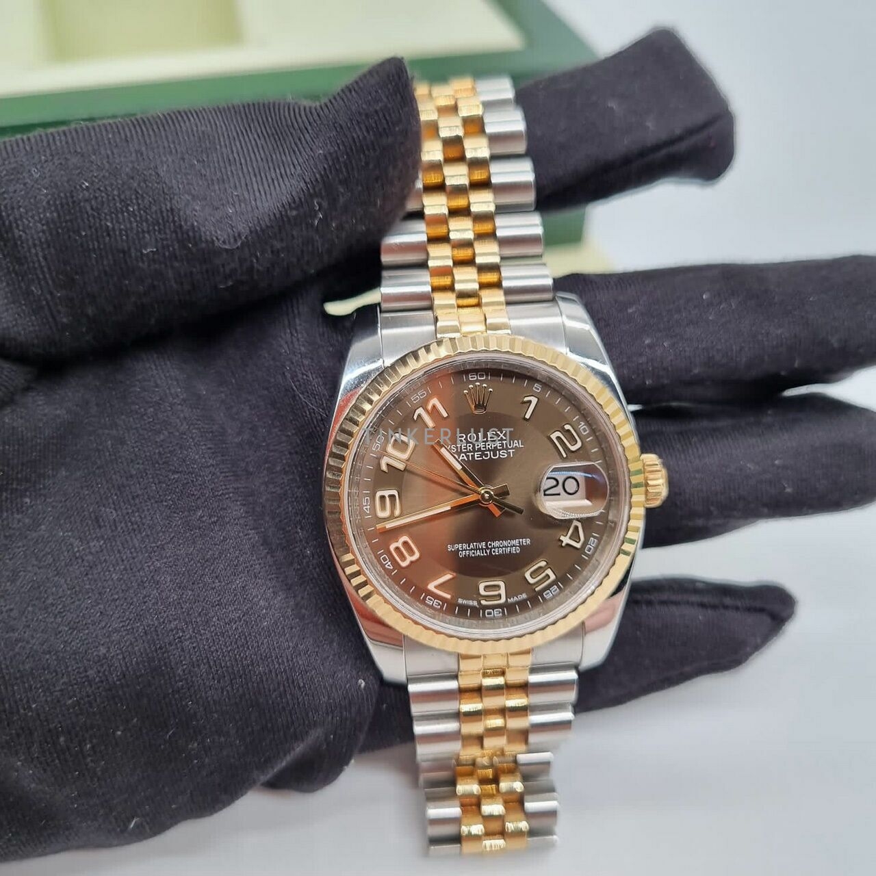 Rolex Oyster Perpetual Datejust Silver Yellow Gold 36mm Watch