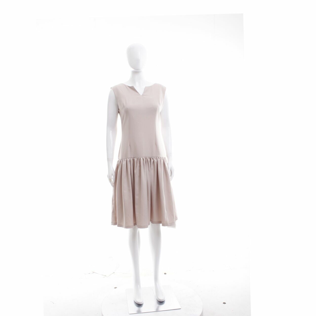 Chlorine Cream Midi Dress Sleeveless