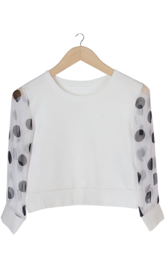 White Dotted Longsleeve Blouse