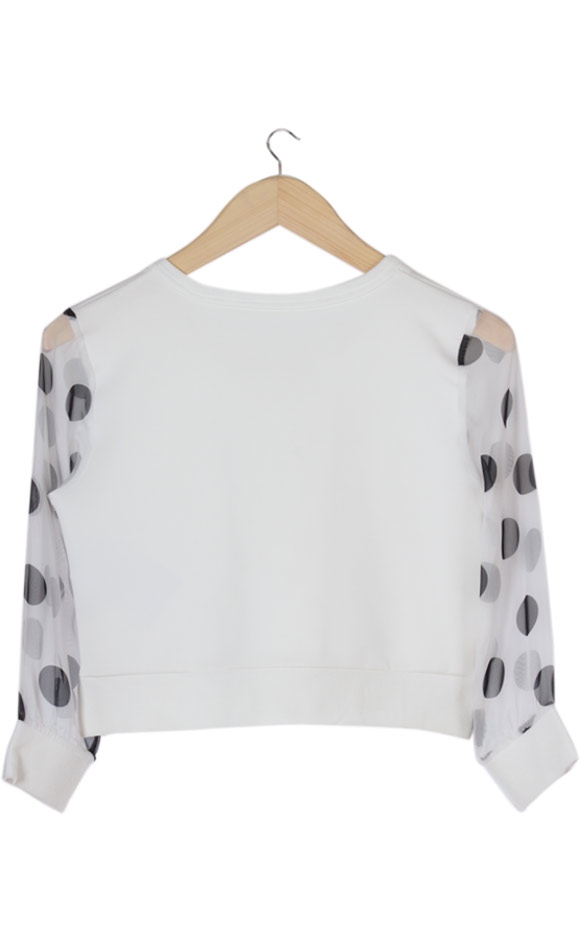 White Dotted Longsleeve Blouse