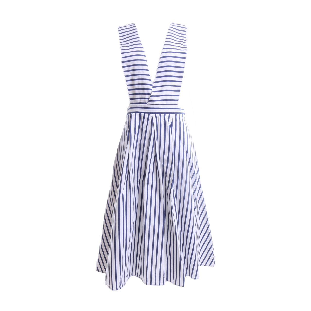 Jika, White And Ble Striped Overall Jumpsuit