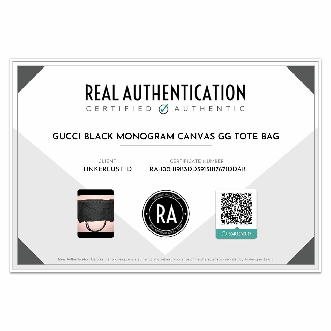 Gucci Black Monogram Canvas GG Tote Bag