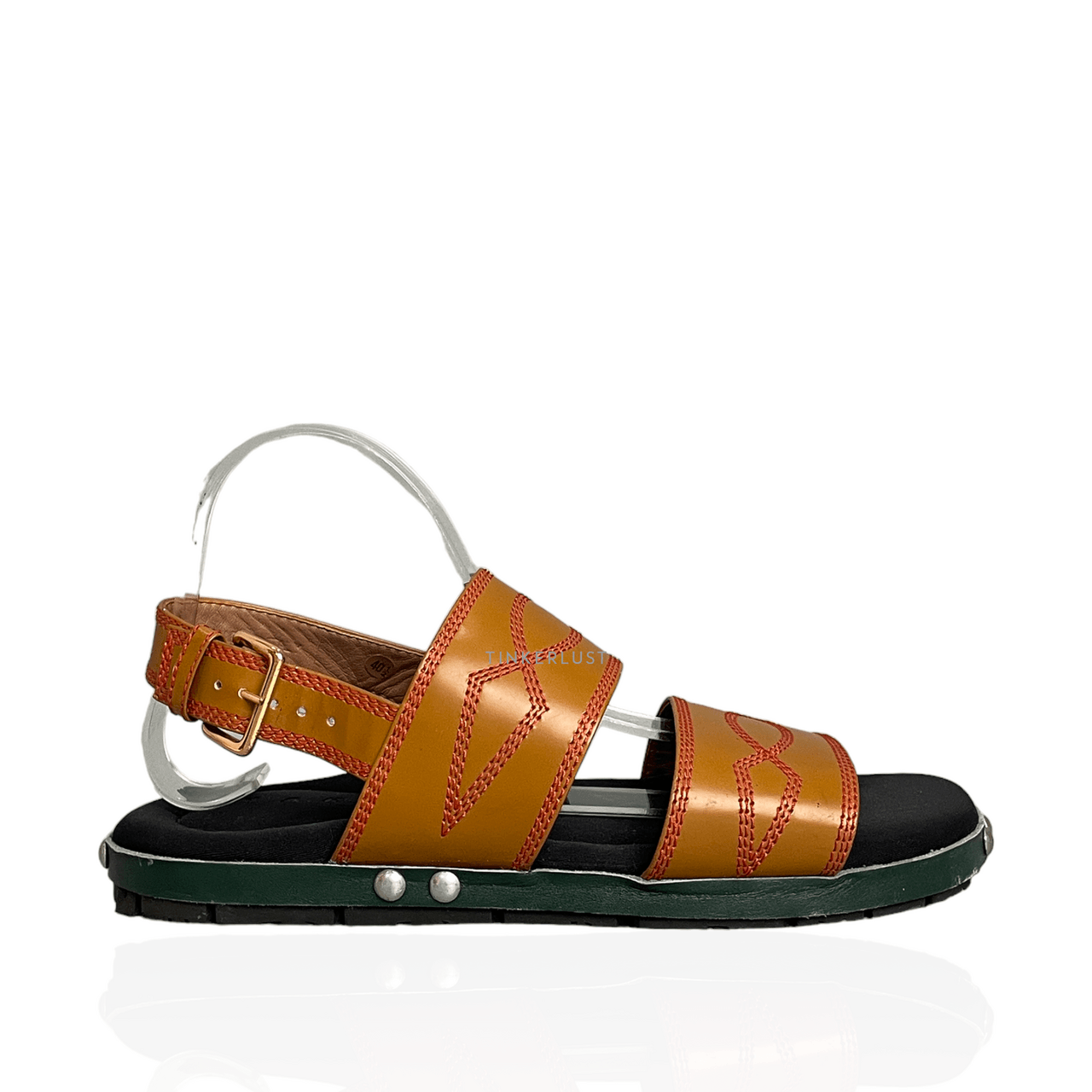 Marni Embroidered Stud Brown Sandals