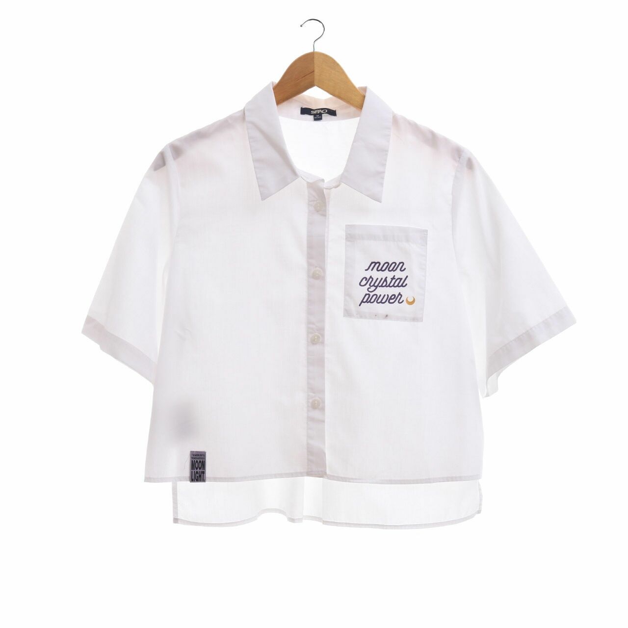 Spao White Crop Pocket Shirt