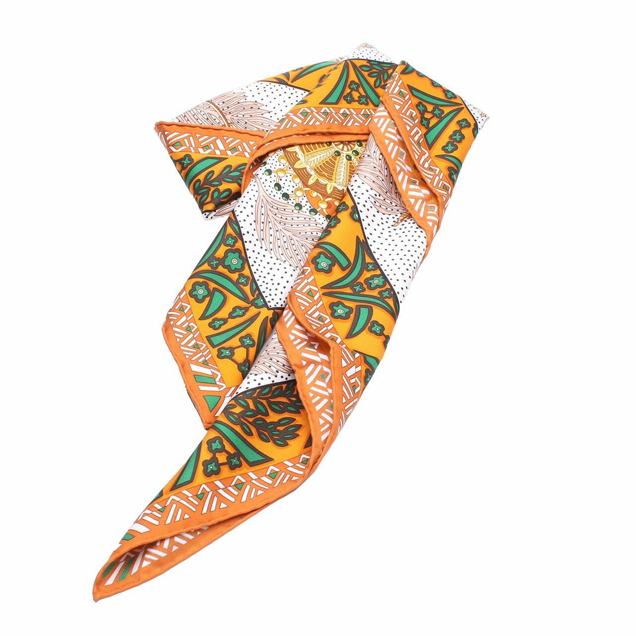 Hermes Orange Multi-Pattern Scarf