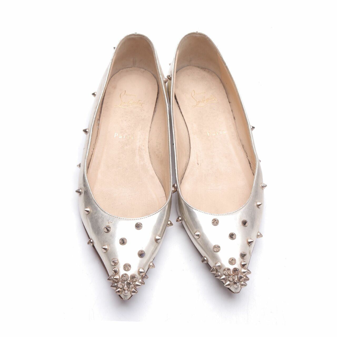 Christian Louboutin Gold Spikes Flat Shoes
