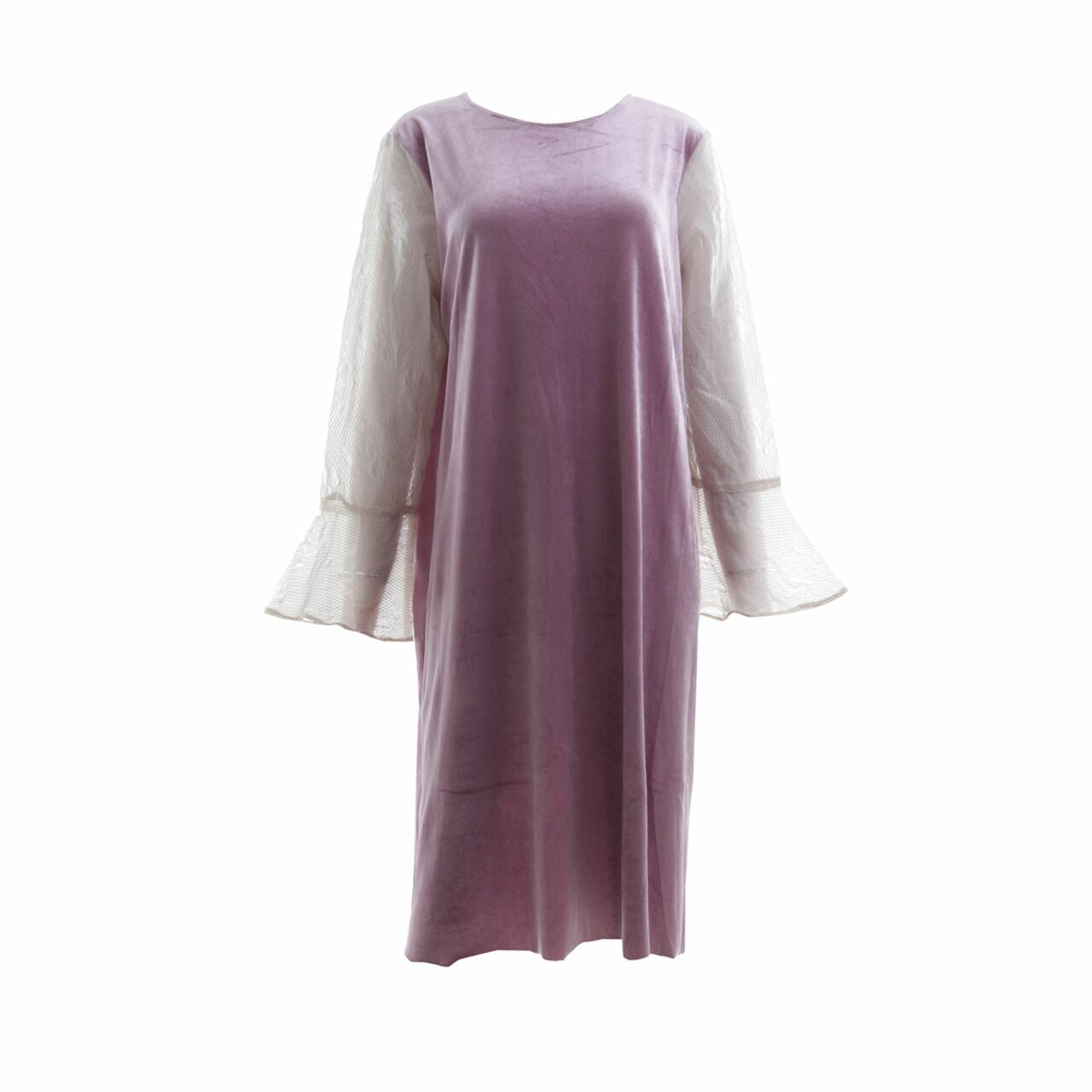 Luminara Purple & Off White Velvet Midi Dress