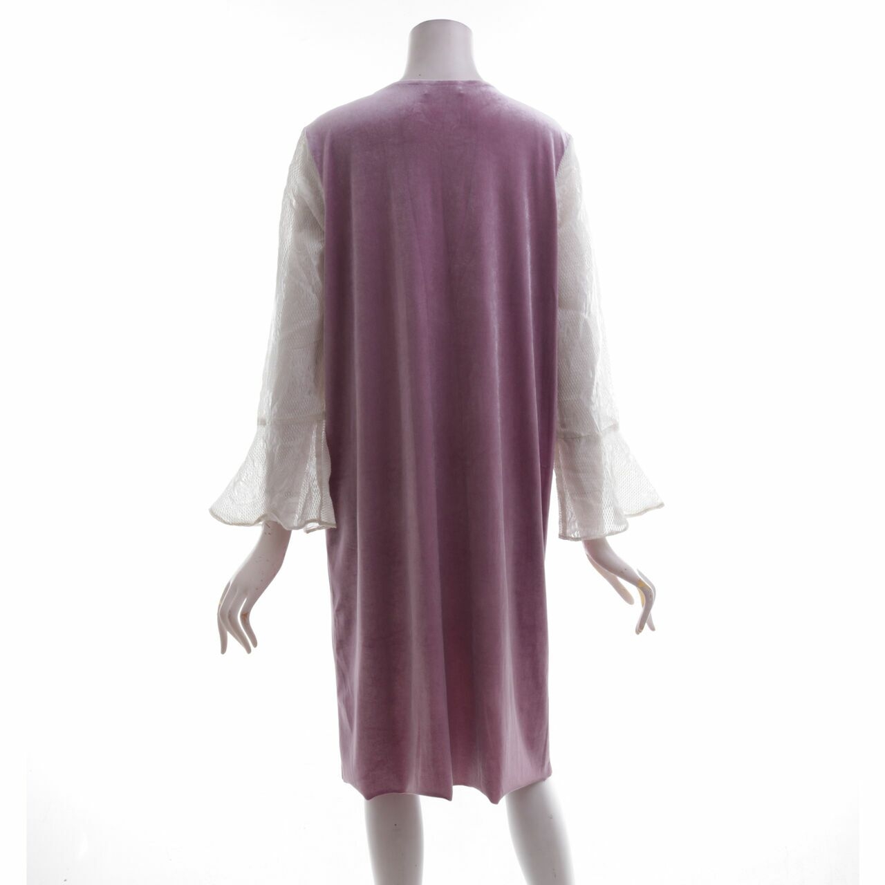 Luminara Purple & Off White Velvet Midi Dress