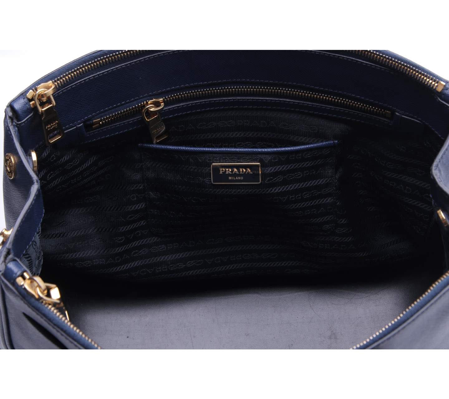 Prada Saffiano Lux Blue Satchel Bag