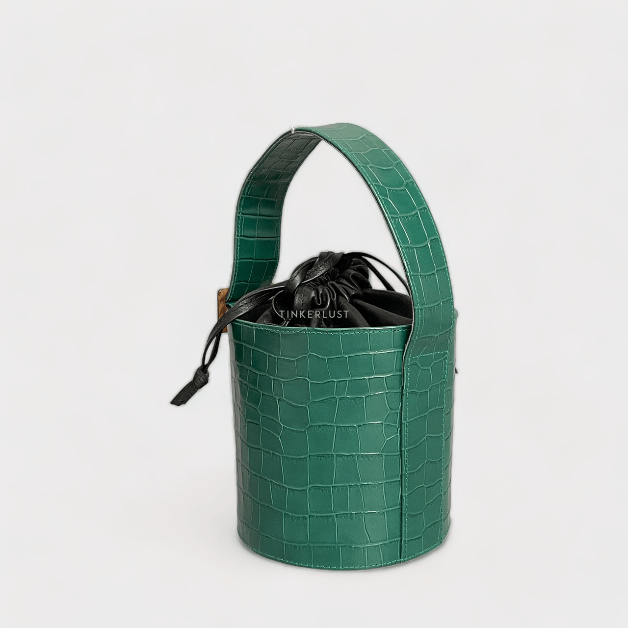 PRIEL Dark Green Croco Handbag